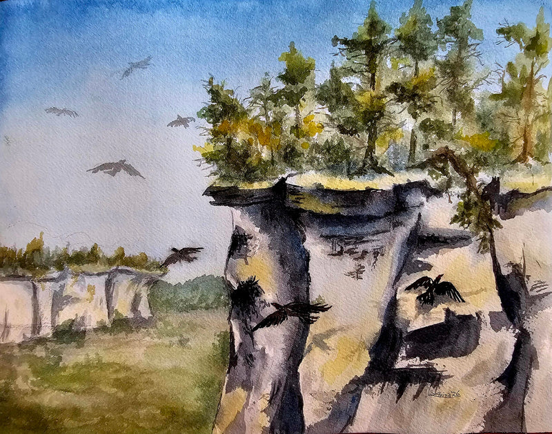 Escarpment Kettle, watercolour and ink by Lorina Stephens