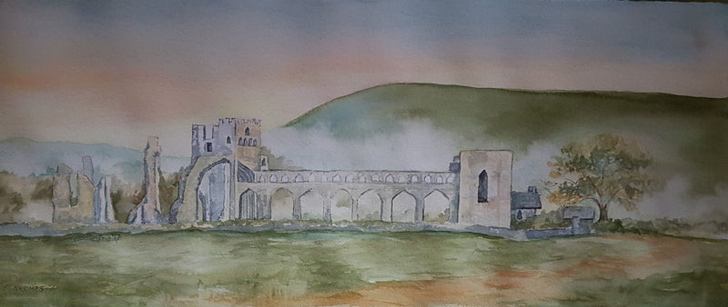 Llanthony Priory, watercolour by Lorina Stephens