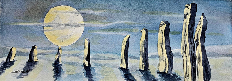 Ring of Brodgar, watercolour by Lorina Stephens