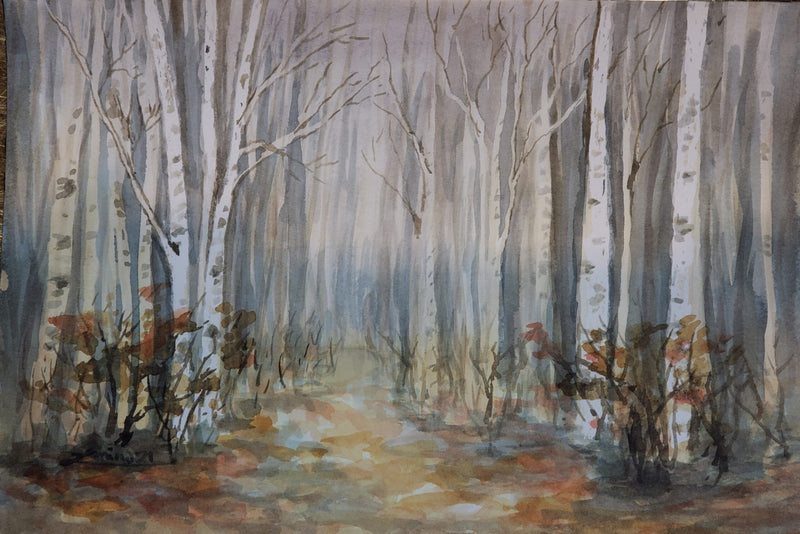 High Level Alberta Birches, watercolour by Lorina Stephens