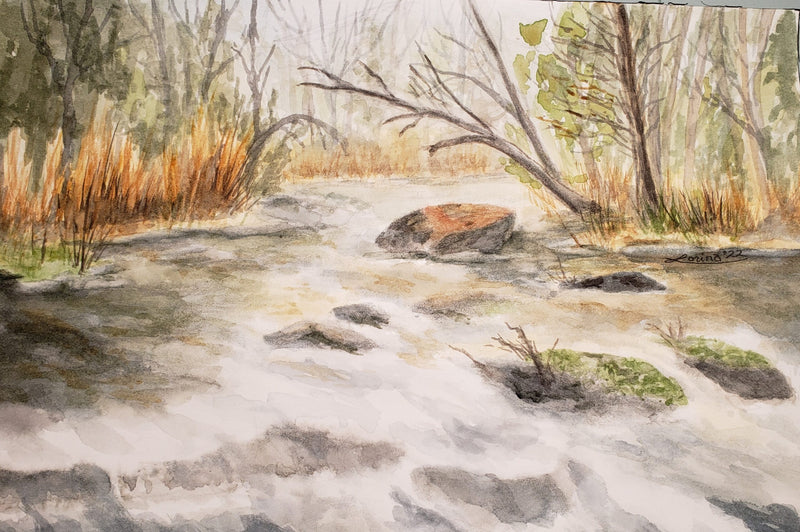 Meux Creek, watercolour by Lorina Stephens