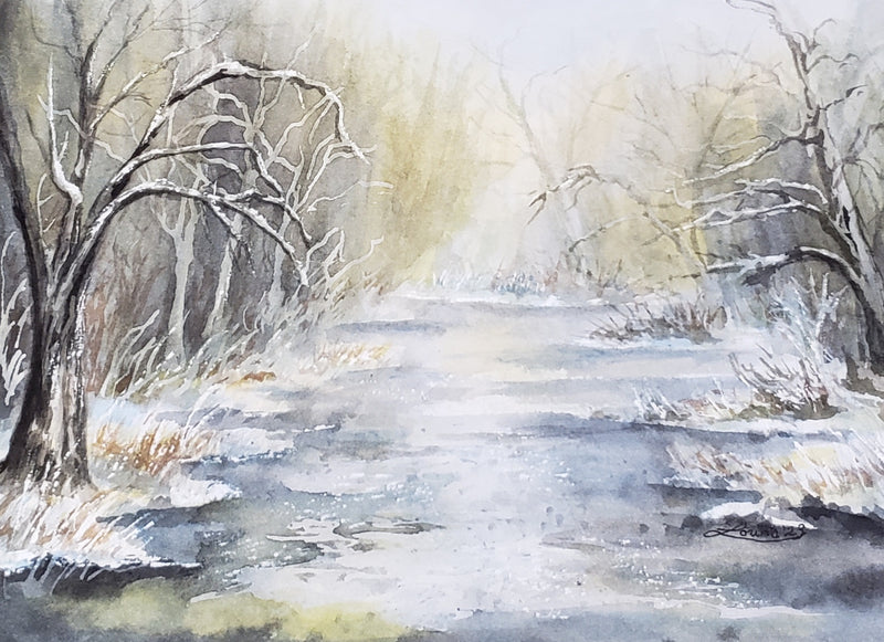 March Thaw, watercolour by Lorina Stephens