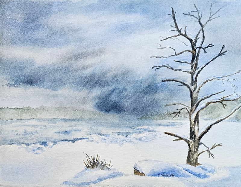 Georgian Bay January, watercolour by Lorina Stephens