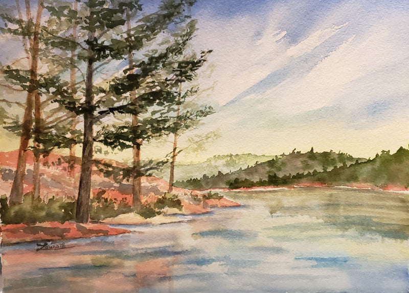 Algonquin Lake, watercolour by Lorina Stephens