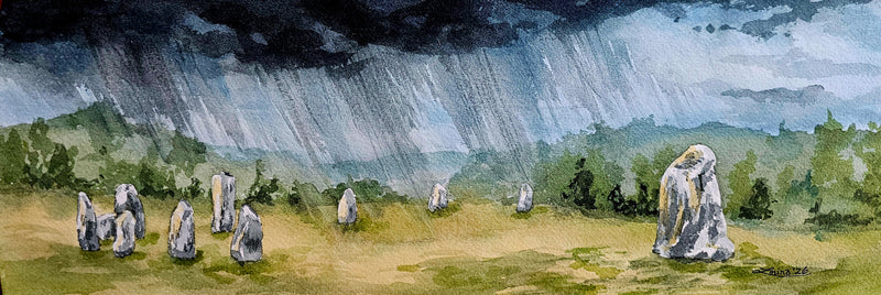 Avebury Ring, watercolour by Lorina Stephens