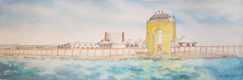 Sea Gate at Fortress Louisbourg, watercolour by Lorina Stephens